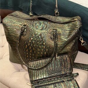 Brahmin Iridescent Green and Gold Tote